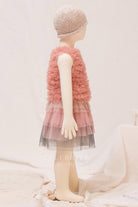 pink two piece short tulle formal dress