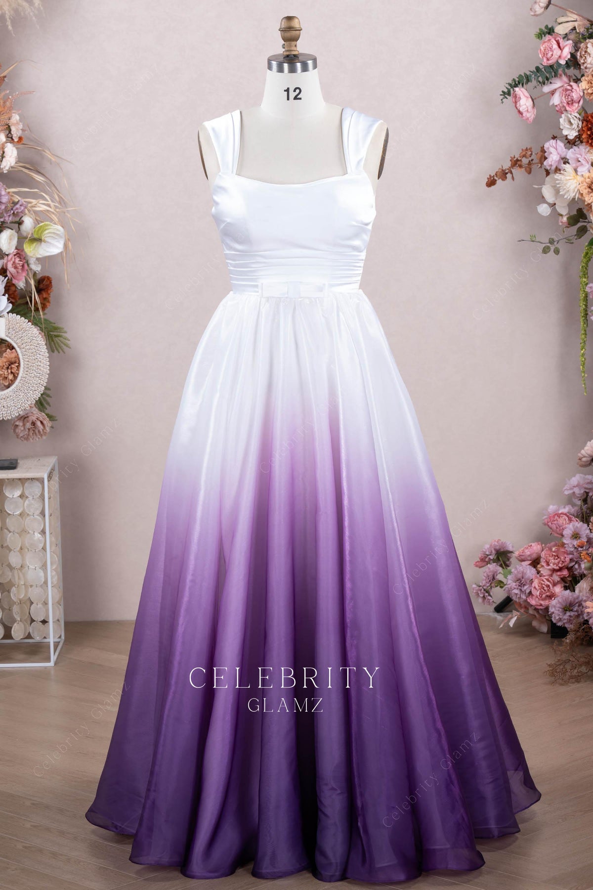 pleated organza wedding dress