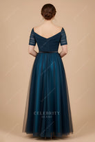 pleated tulle mother of bride dress