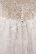 plump scalloped lace buttoned back wedding dress