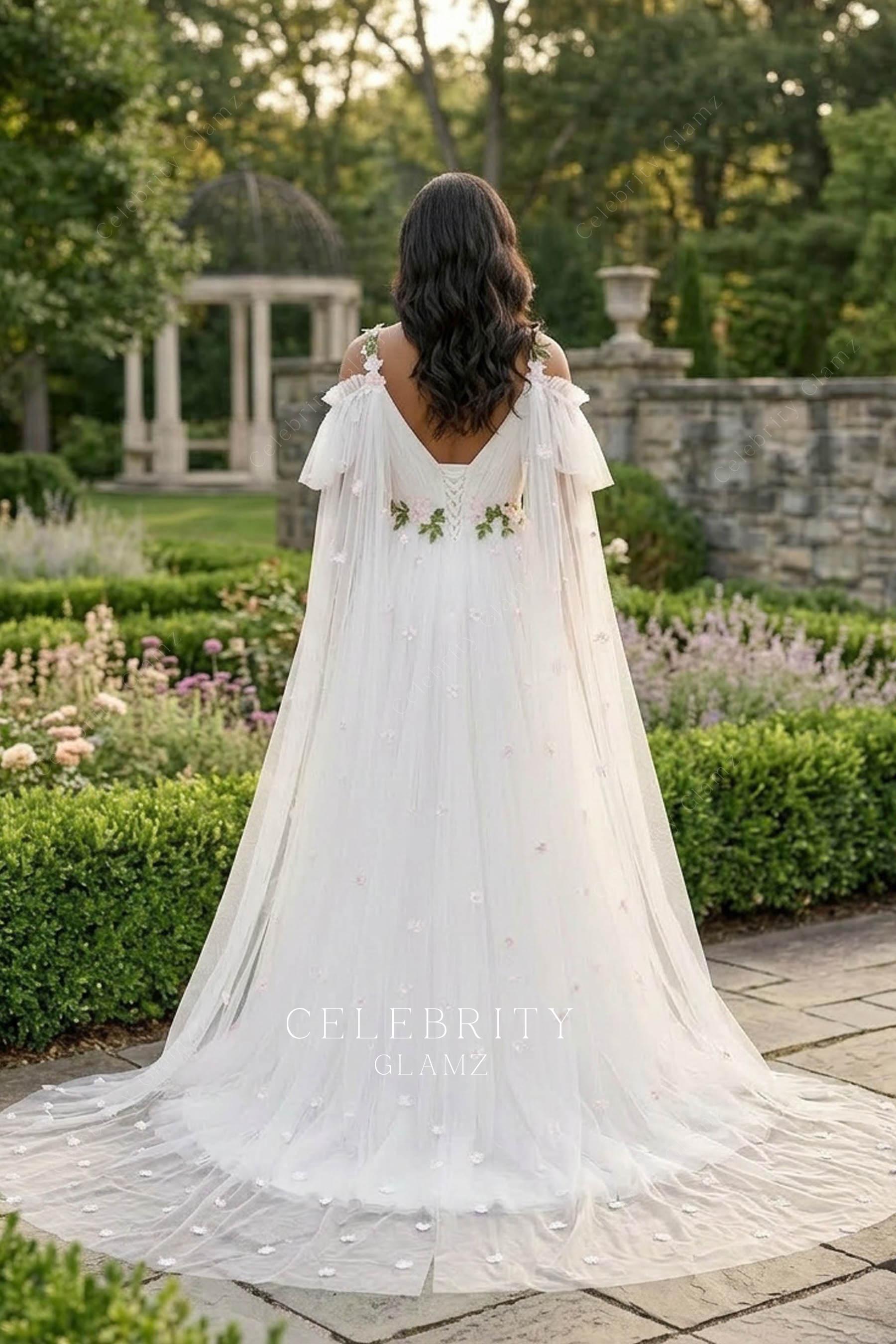 plus size a line court train wedding dress