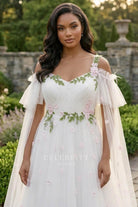 plus size fairtale wide straps wedding dress
