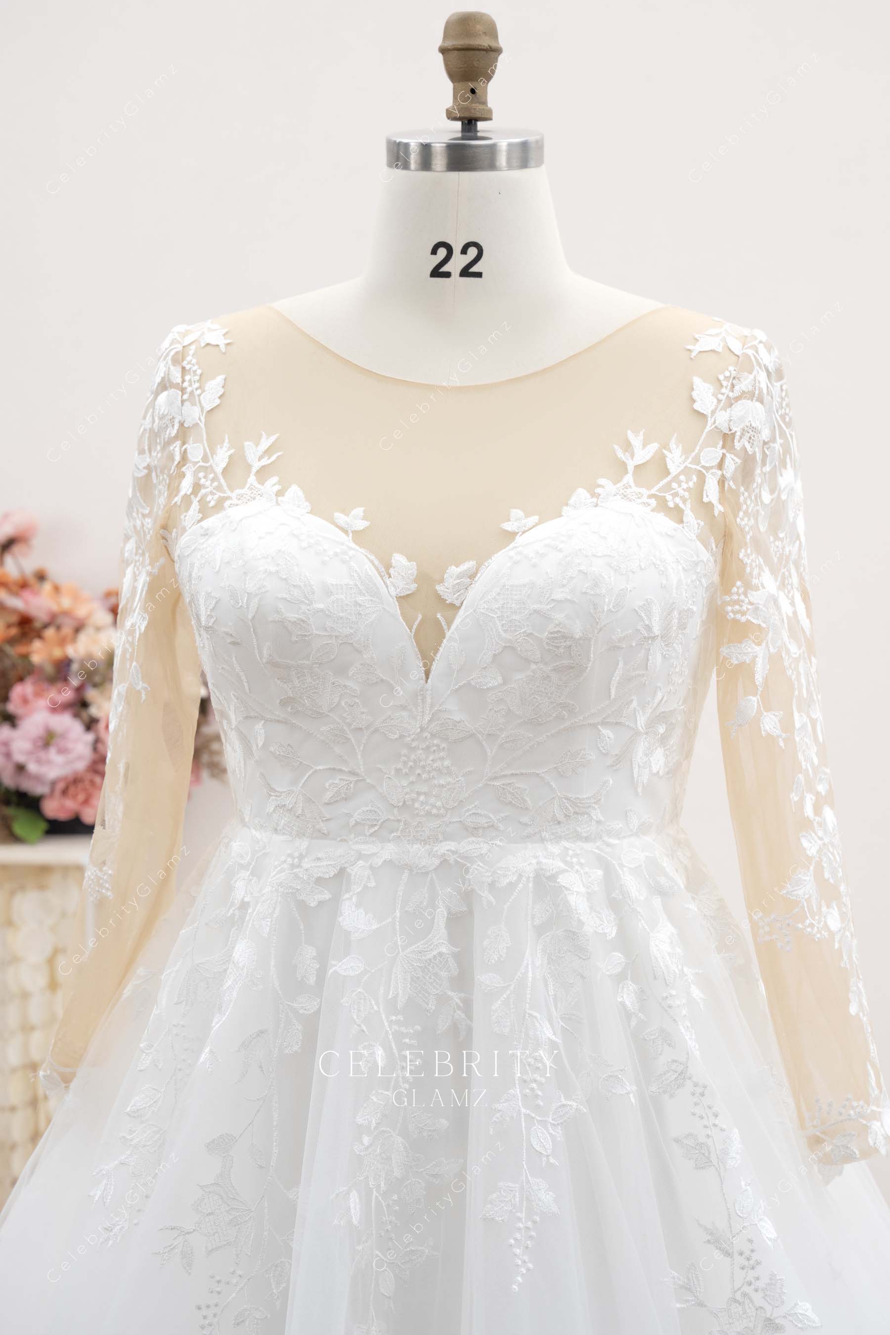 plus size illusion sweetheart neck bridal dress