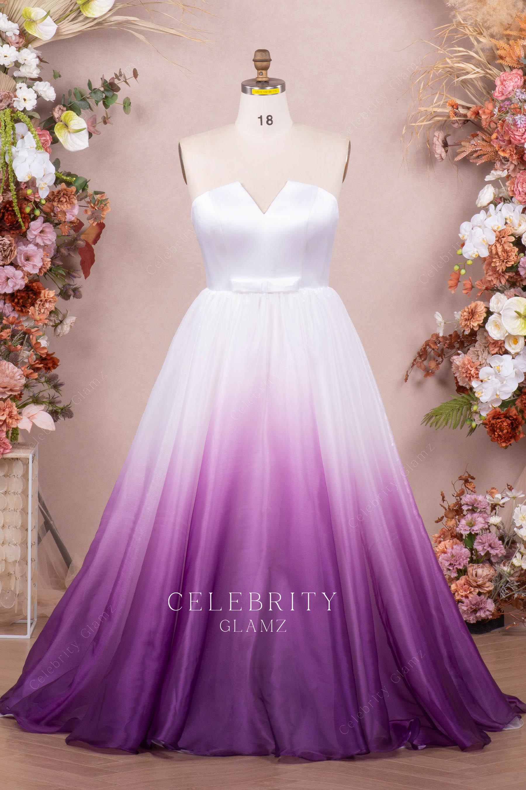 plus size ombre organza bridal ballgown