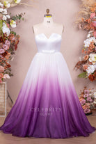 plus size ombre organza bridal ballgown