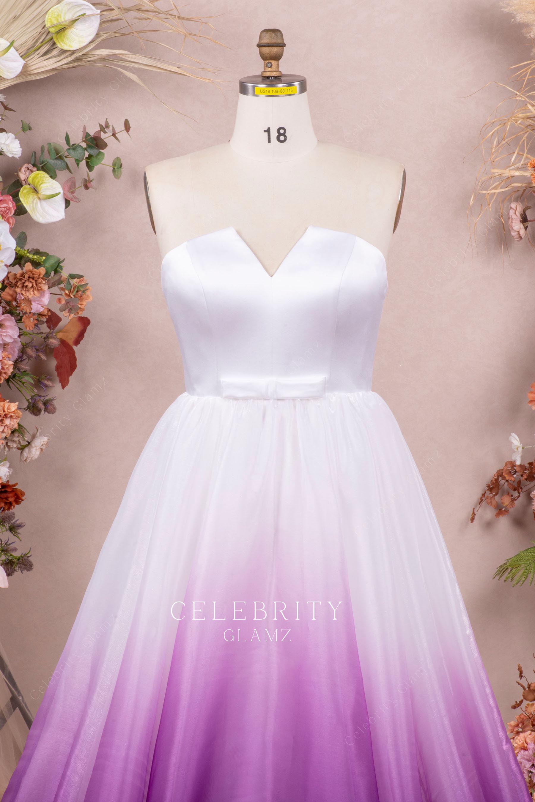 plus size ombre organza v cut neck bridal ballgown