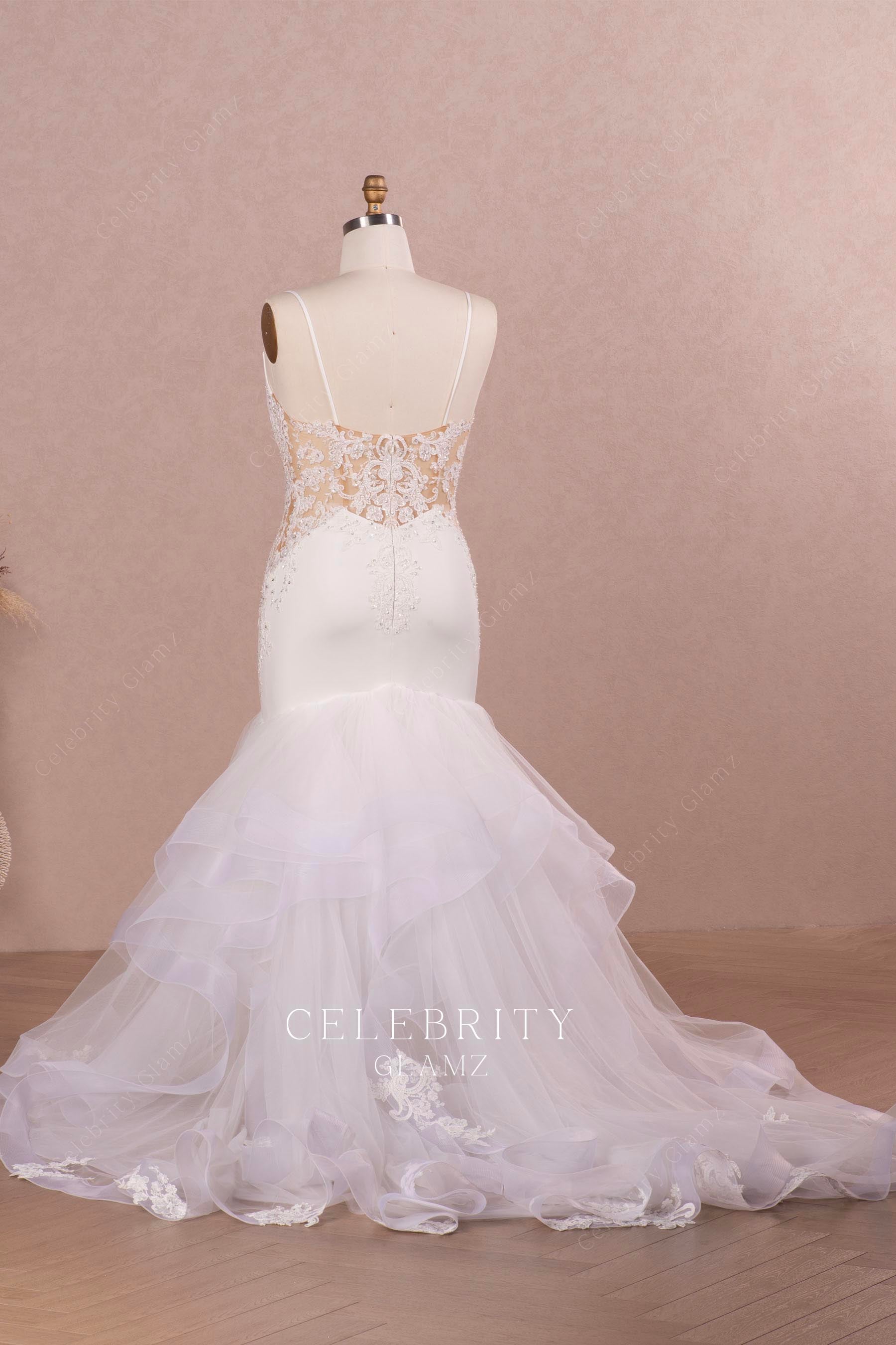 plus size ruffles court train bridal dress