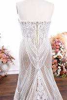 plus size strapless open back wedding dress