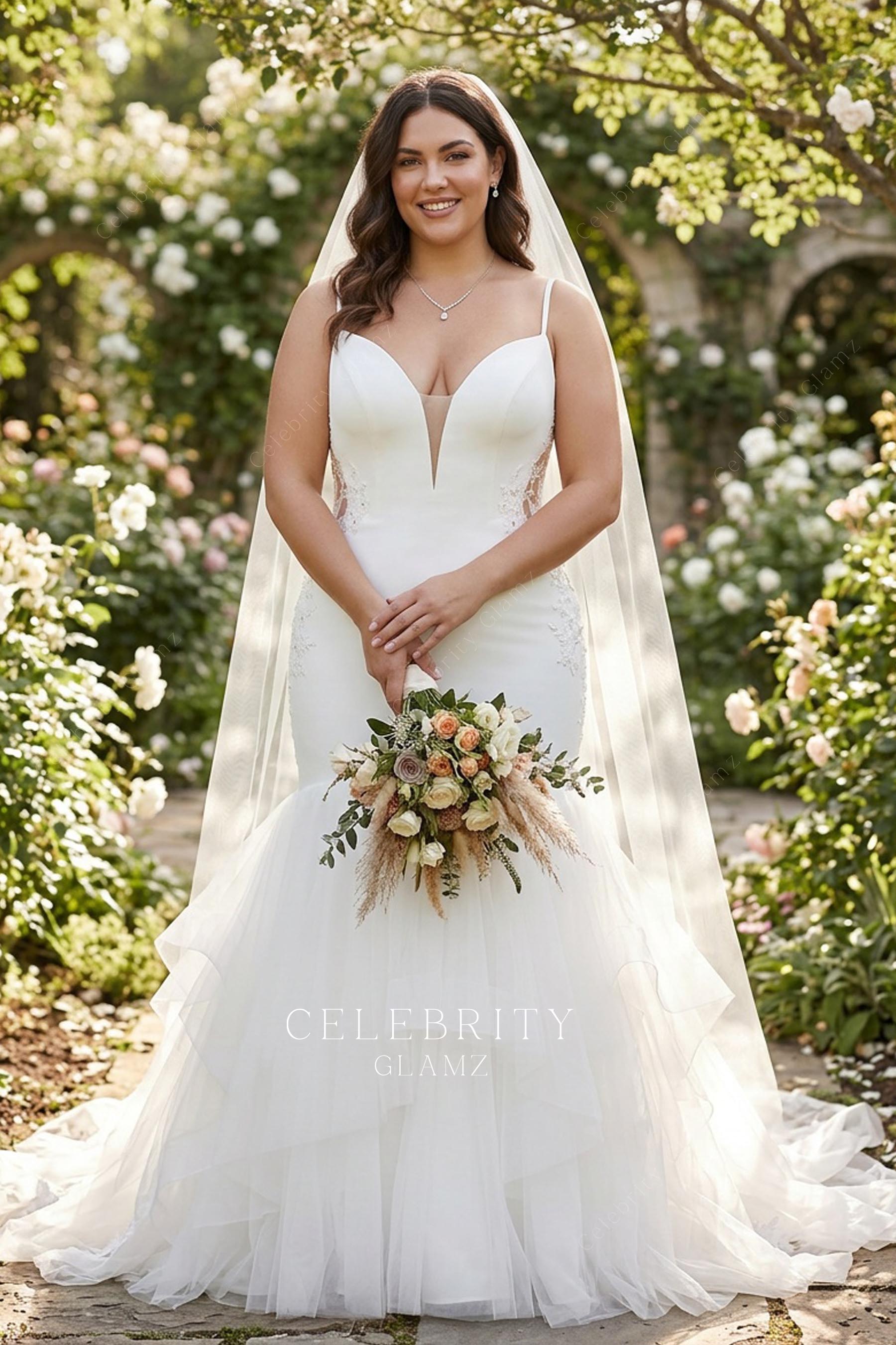 plus size trumpet bridal dress