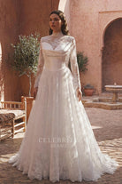 plus size white lace a line bridal dress