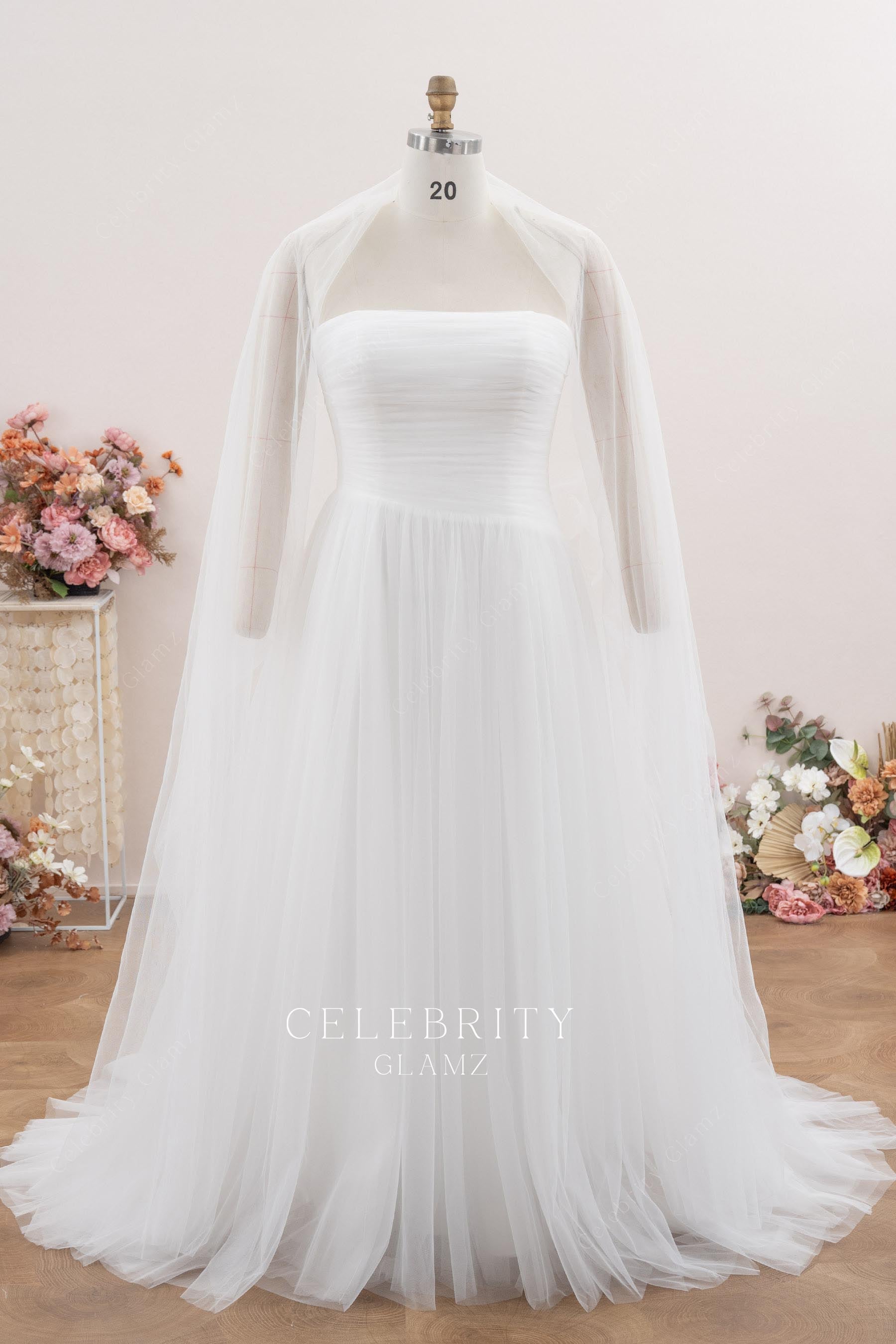 plus size white tulle wedding dress
