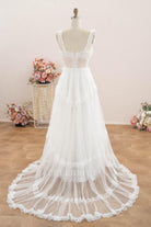 polka dot tulle a line wedding dress