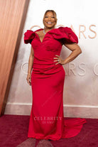 Queen Latifah court train 2025 Oscars red carpet dress