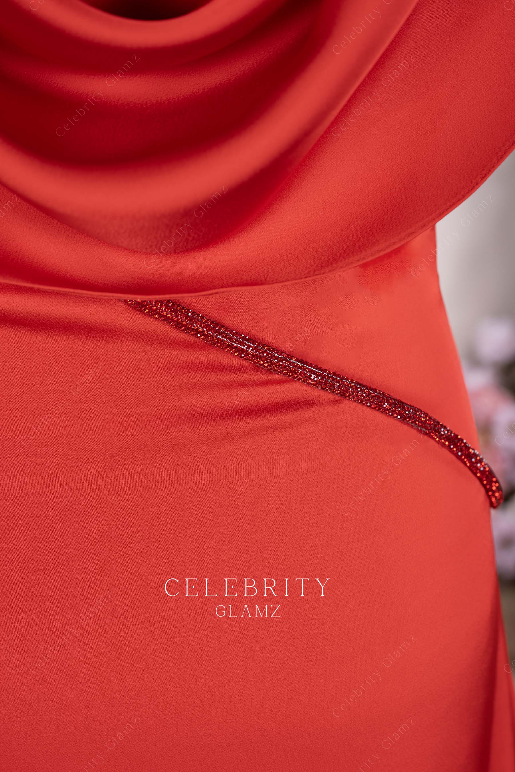 red beading formal dress