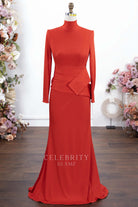 red fit flare formal dress 