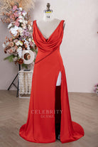 red high slit formal dress