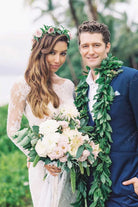 Renee Puente lace sheer long sleeve wedding dress