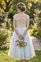 retro lace a line bridal dress