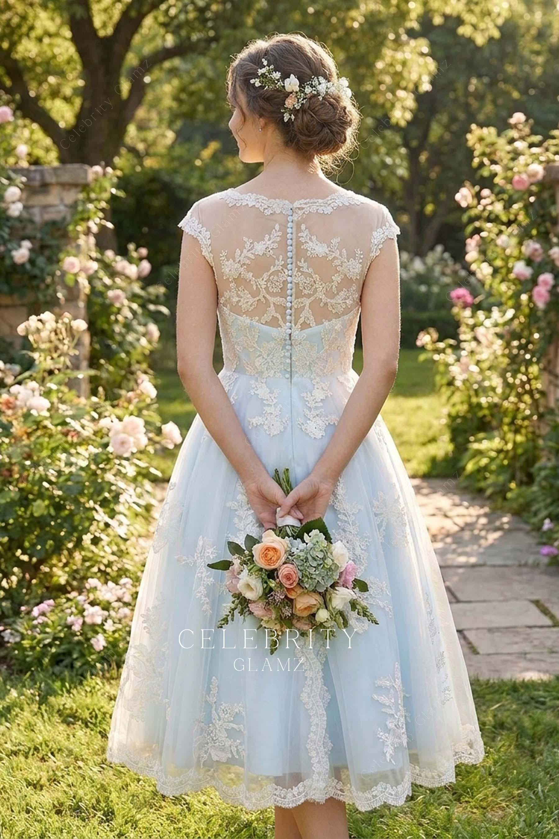 retro lace a line bridal dress