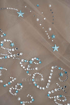 rhinestone letters tulle wedding veil