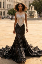 rhinestones bodice mermaid prom dress