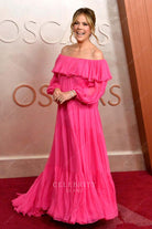 Rita Wilson sweep train 2025 Oscars red carpet dress 