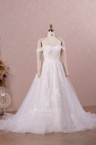 romantic floral lace applique wedding dress