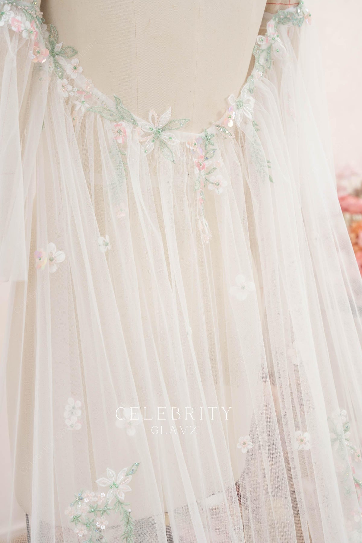 romantic floral lace bridal cape