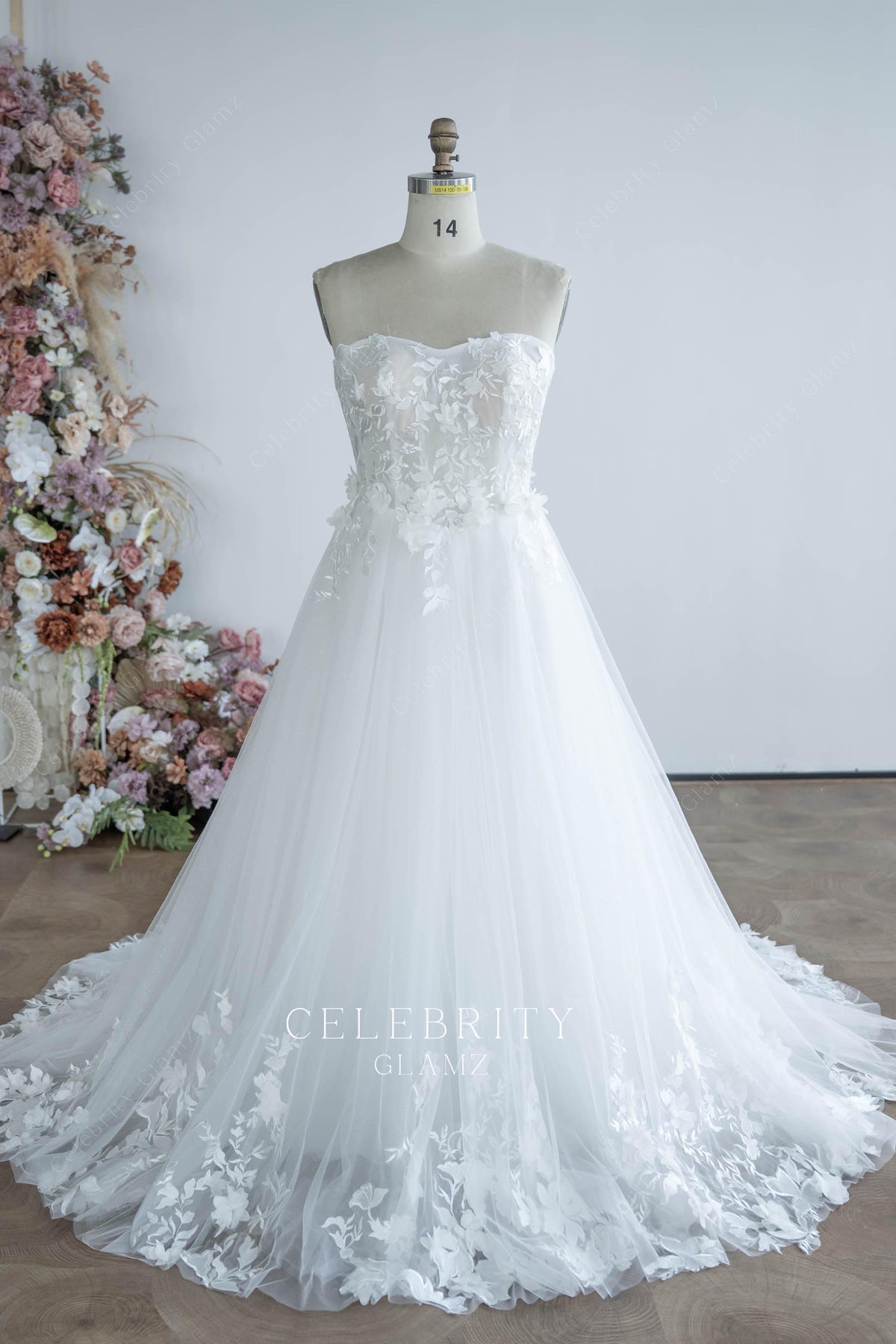 romantic lace a line wedding dress