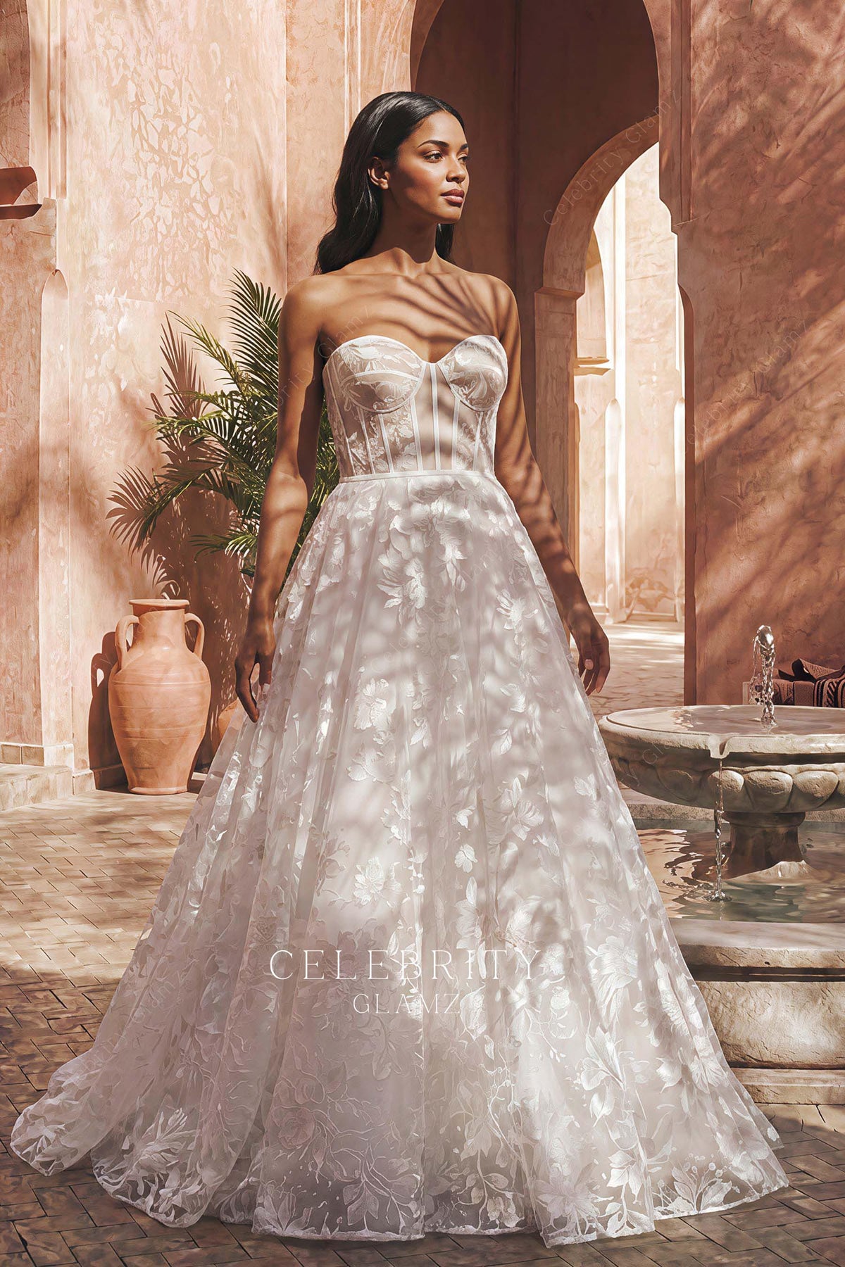 romantic lace corset wedding dress