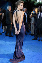Rosie Huntington satin sweep train  dress transformers 3 premiere