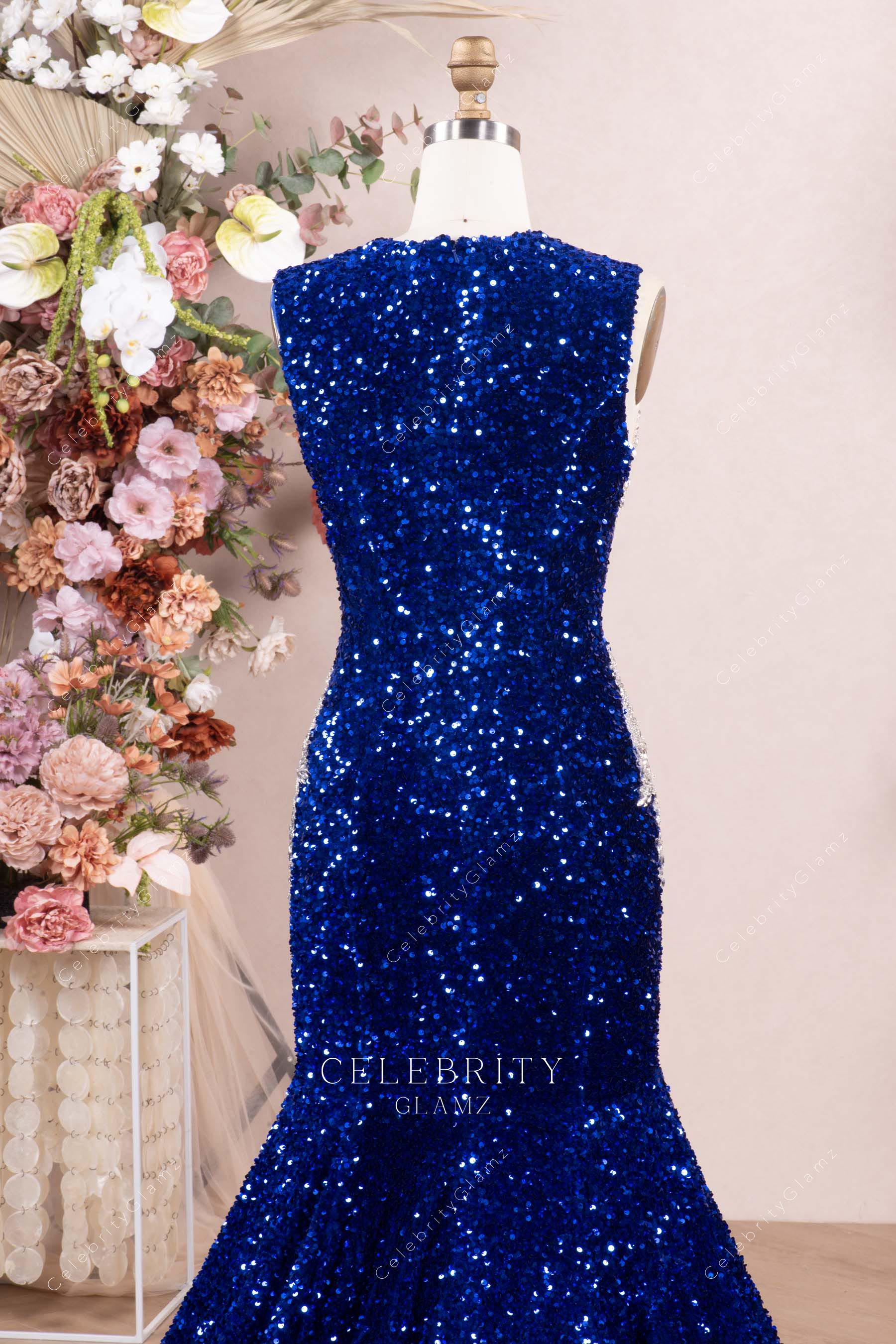 royal blue sequin mermaid formal dress