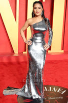 Salma Hayek silver glitter prom dress 2024 Oscars after party