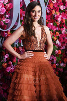Sara Bareilles plunging neck 2018 tony awards gown