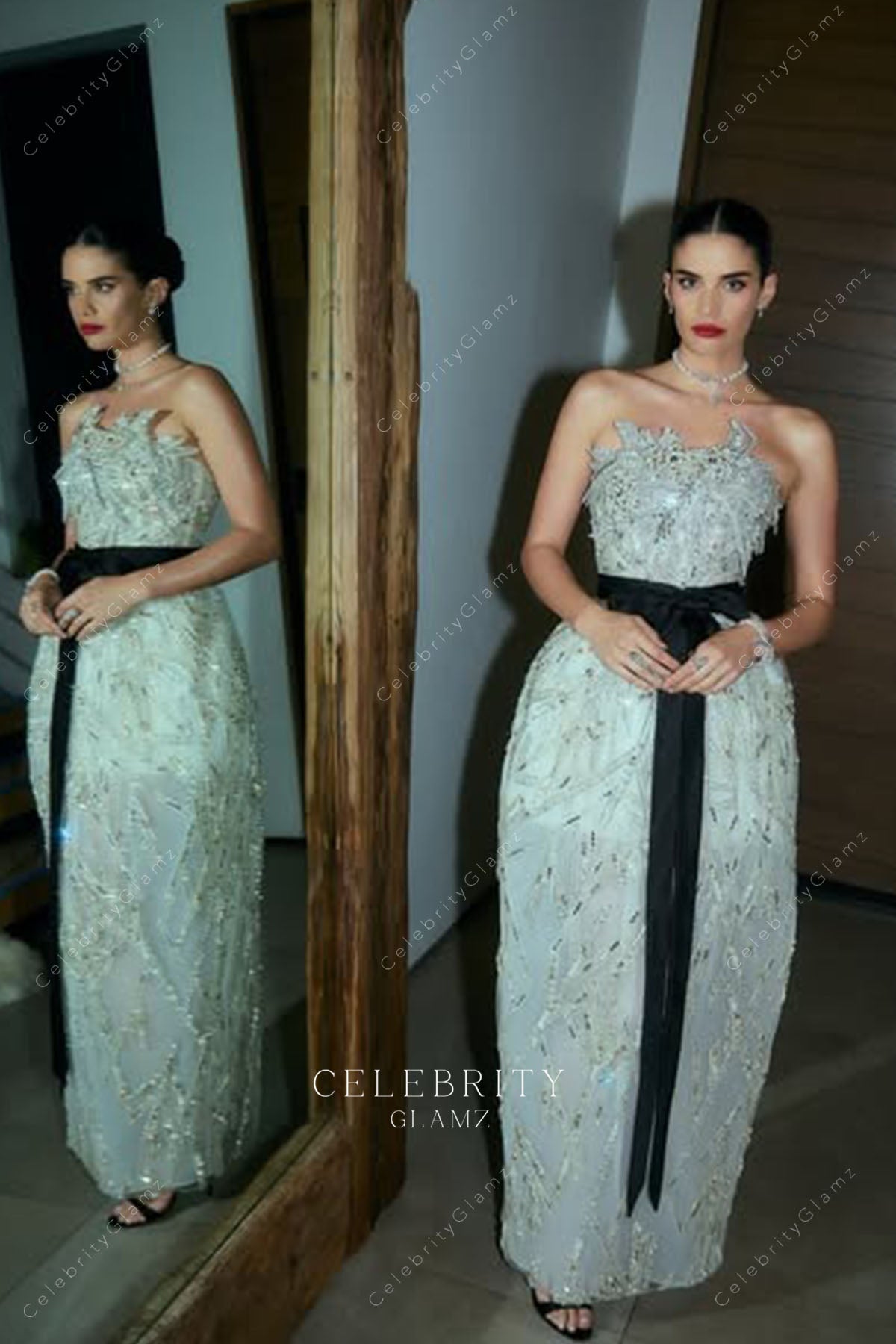 Sara Sampaio glitter 2025 bud Vanity fair party dress