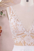 scallop lace neck wedding dress