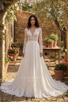 scalloped lace a line wedding dress