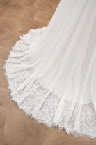 scalloped lace buttoned back wedding dress