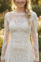 scalloped lace neck bridal dress