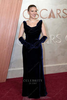 Scarlett Johansson 2025 Oscars red carpet cowl neck dress