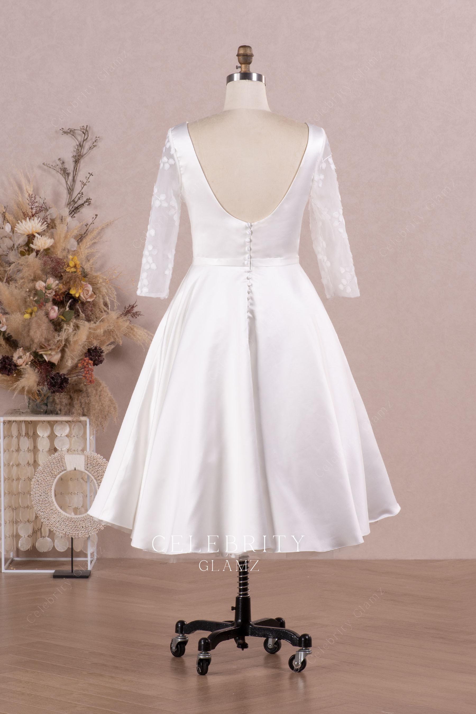 scoop back a line wedding dress