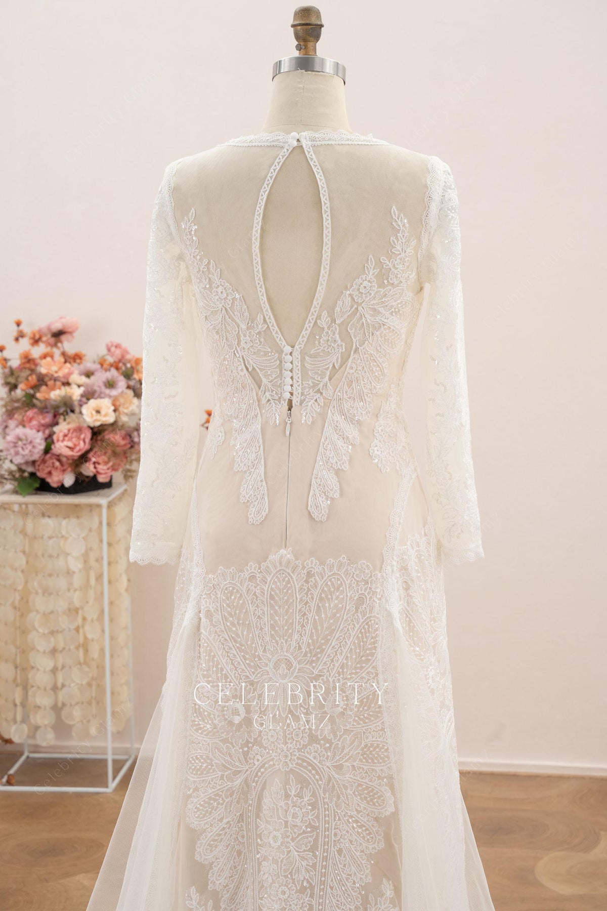 see through keyhole back wedding dress
