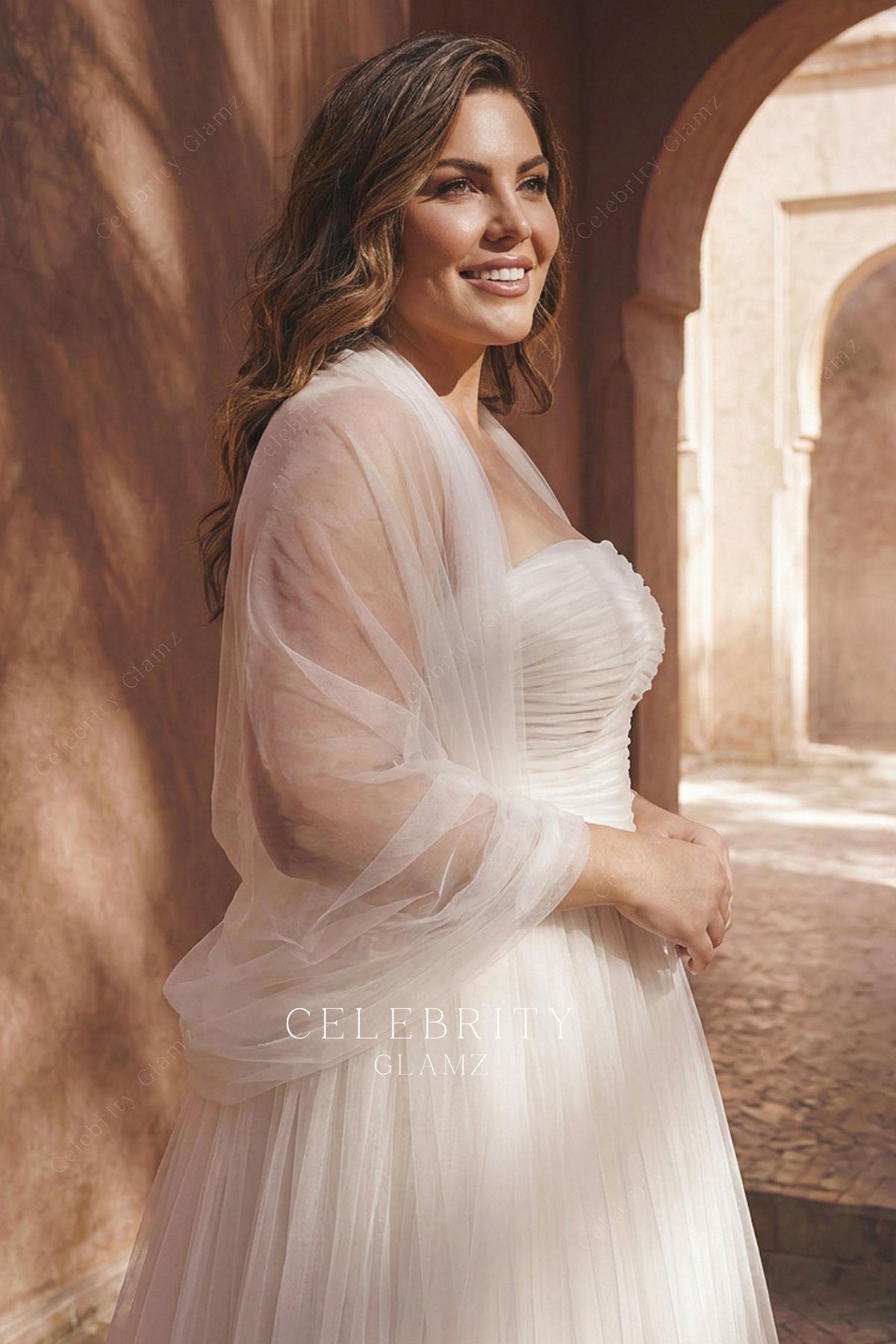 see through shawl wedding dress