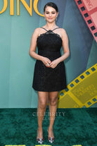 Selena Gomez black glitter dress 2024 only murders in the building season 4 premiere