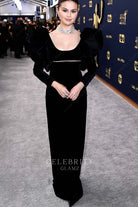 Selena Gomez black long prom dress 2022 sag awards