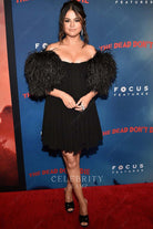 Selena Gomez black off shoulder prom dress 2019 the dead don't die premiere
