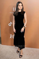 Selena Gomez black tea length dress 2022 variety's hitmakers brunch