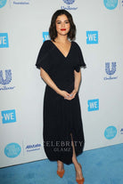 Selena Gomez black v neck prom dress 2018 we day red carpet 