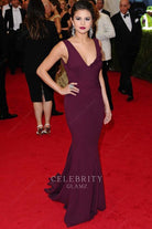 Selena Gomez deep v neck prom dress 2014 met gala