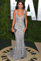 Selena Gomez glitter lace prom dress vanity fair Oscar party 2012